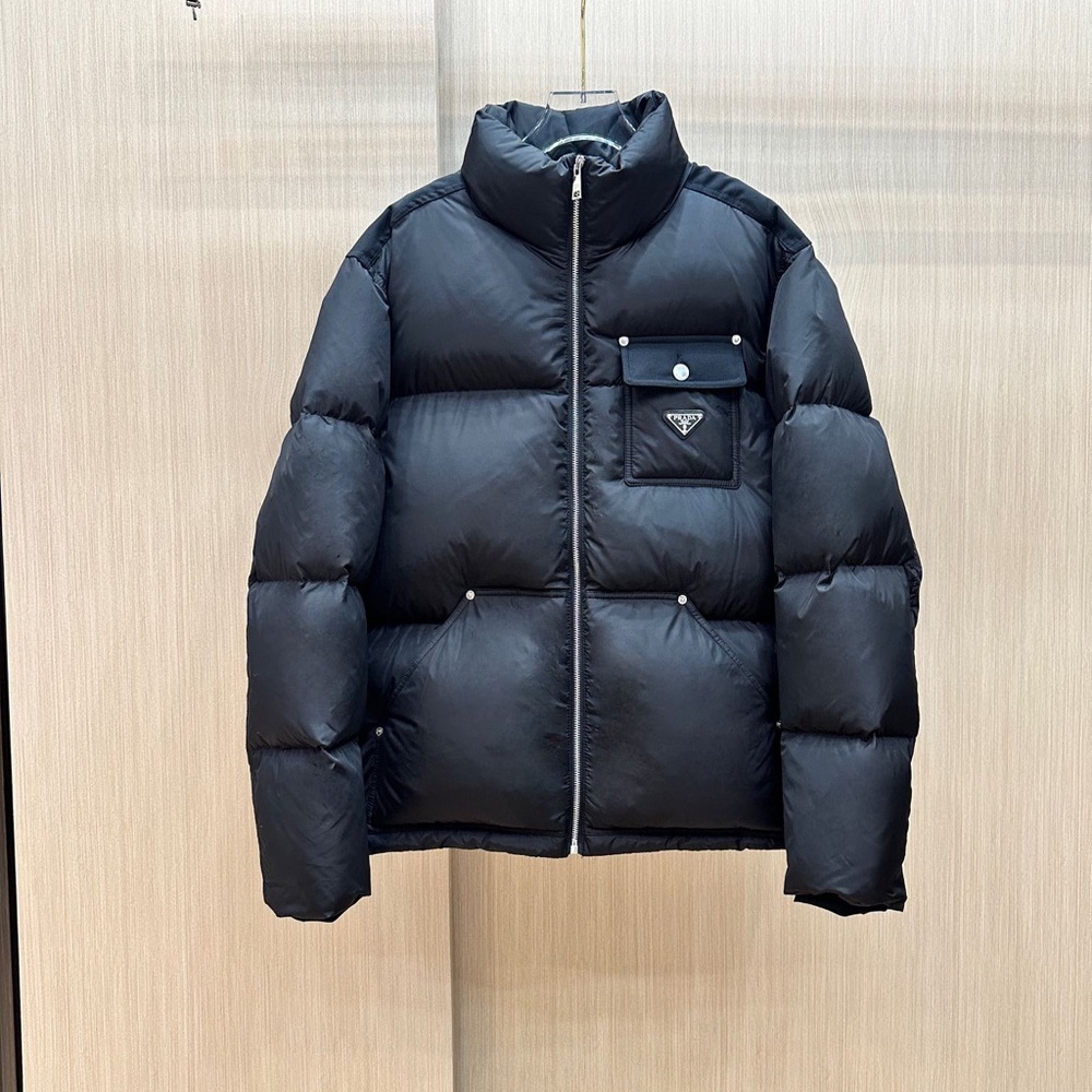 Prada Black Quilted Puffer Jacket with Chest Pocket